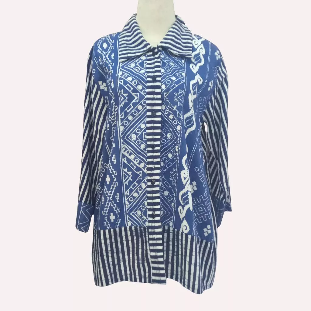 Kemeja Cewek Lengan Panjang Katun Premium / Baju Batik Blouse Atasan Wanita