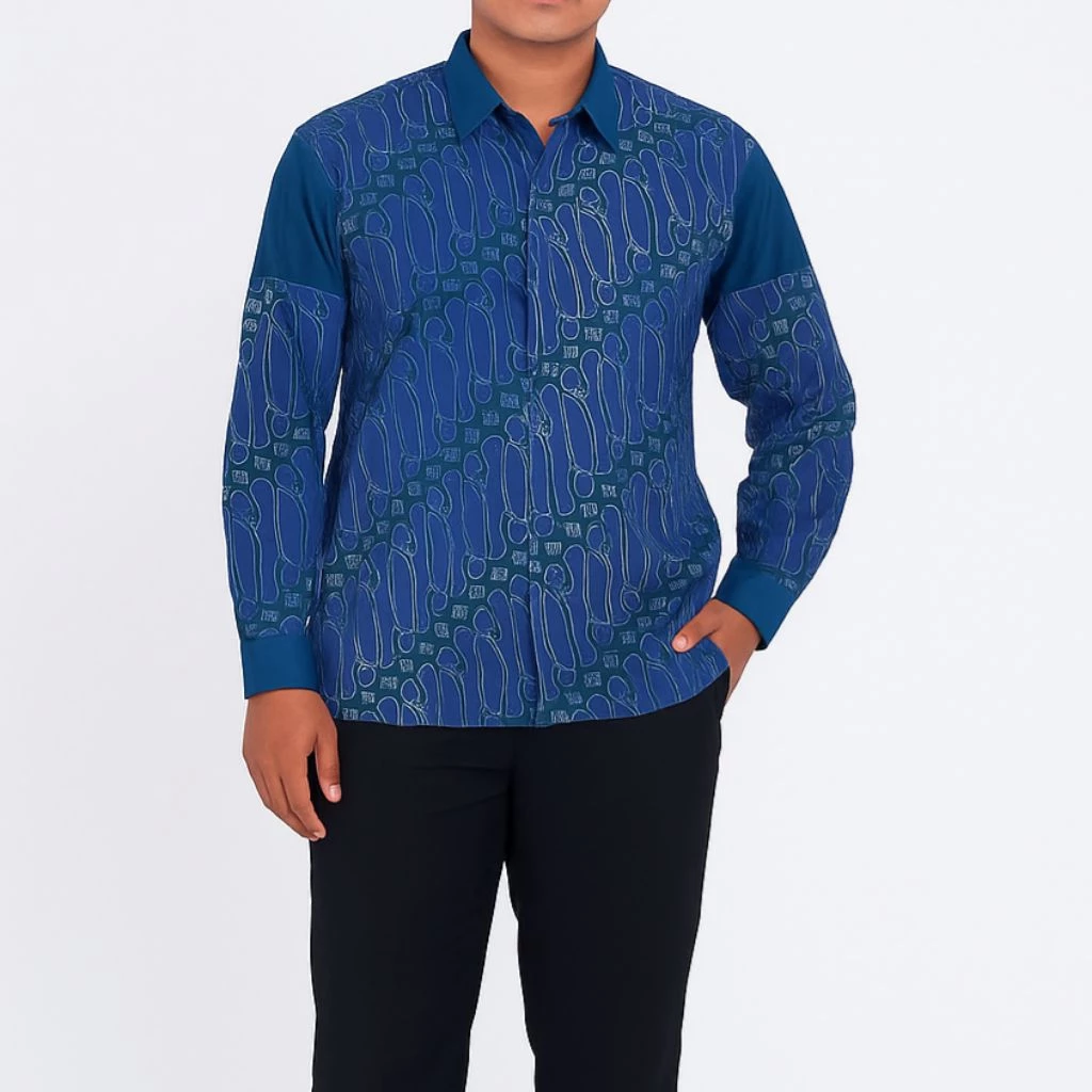 Kemeja Pria Lengan Panjang Katun Halus / Baju Batik Tulis Motif Pasang Ageng