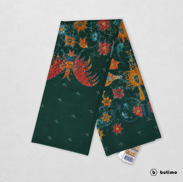Dark Green Kalimantan Written Batik Cloth