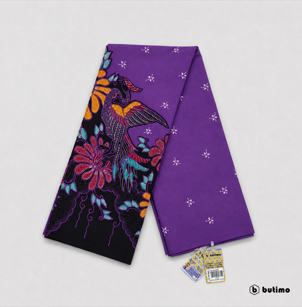 Purple Tong-Tong Stork Written Batik Cloth