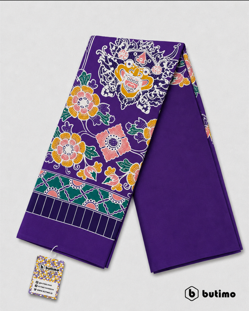 Purple Balinese Written Batik Cloth