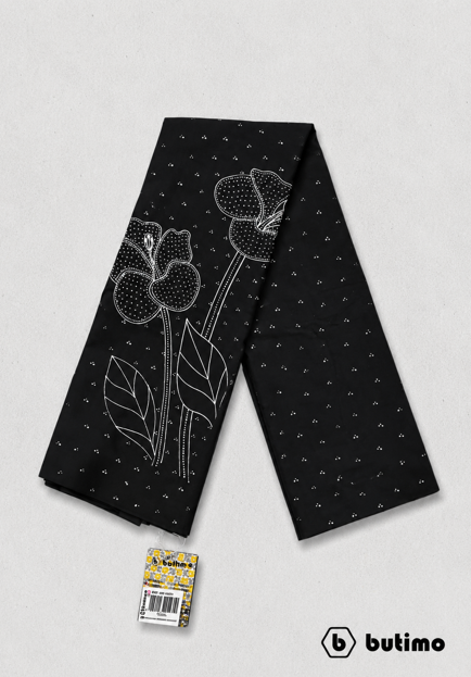 Black Shoe Flower Written Batik Cloth