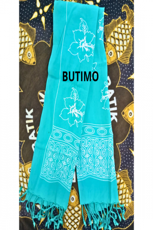 Blue Shoe Flower Motif Batik Scarf