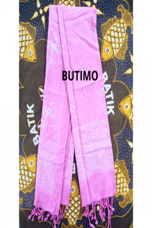 Pink Shoe Flower Motif Batik Scarf